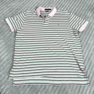 Polo Ralph Lauren Pima Soft Touch Pink / Green Striped Shirt‎ Mens Sz XL